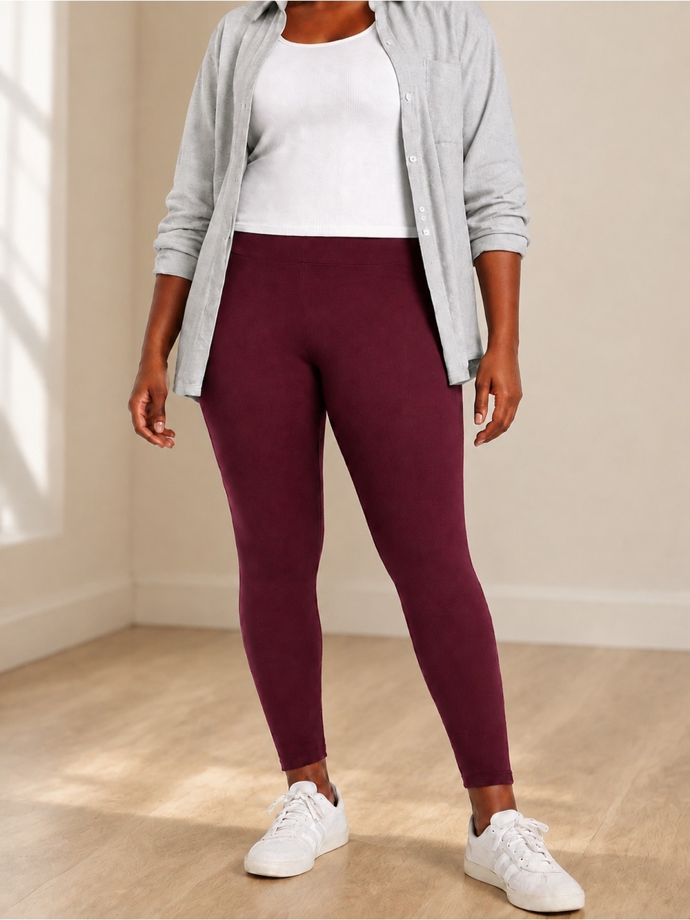 OLD NAVY High Rise Jersey Stretch Leggings XXL Burgundy Red Raisin NWT 20 22